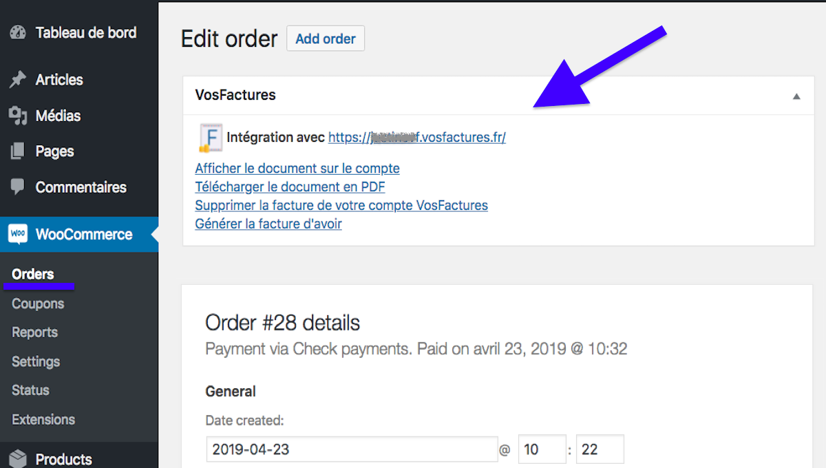 Dedicated invoice tab for each order on WooCommerce back end