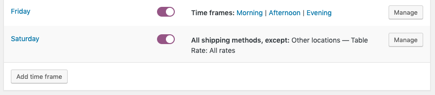 Add a time frame from the delivery days setting
