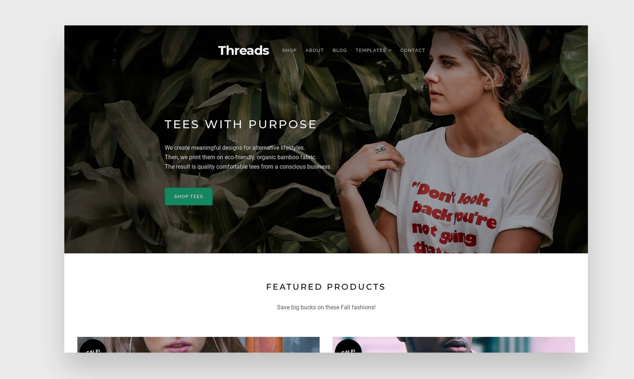 demo of the Threads theme that can help you learn how to start an online clothing store with WooCommerce.