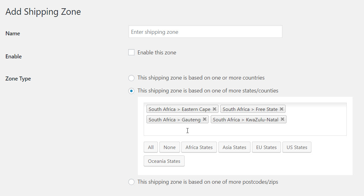 Add shipping zone by state in Advance flat rate shipping plugins