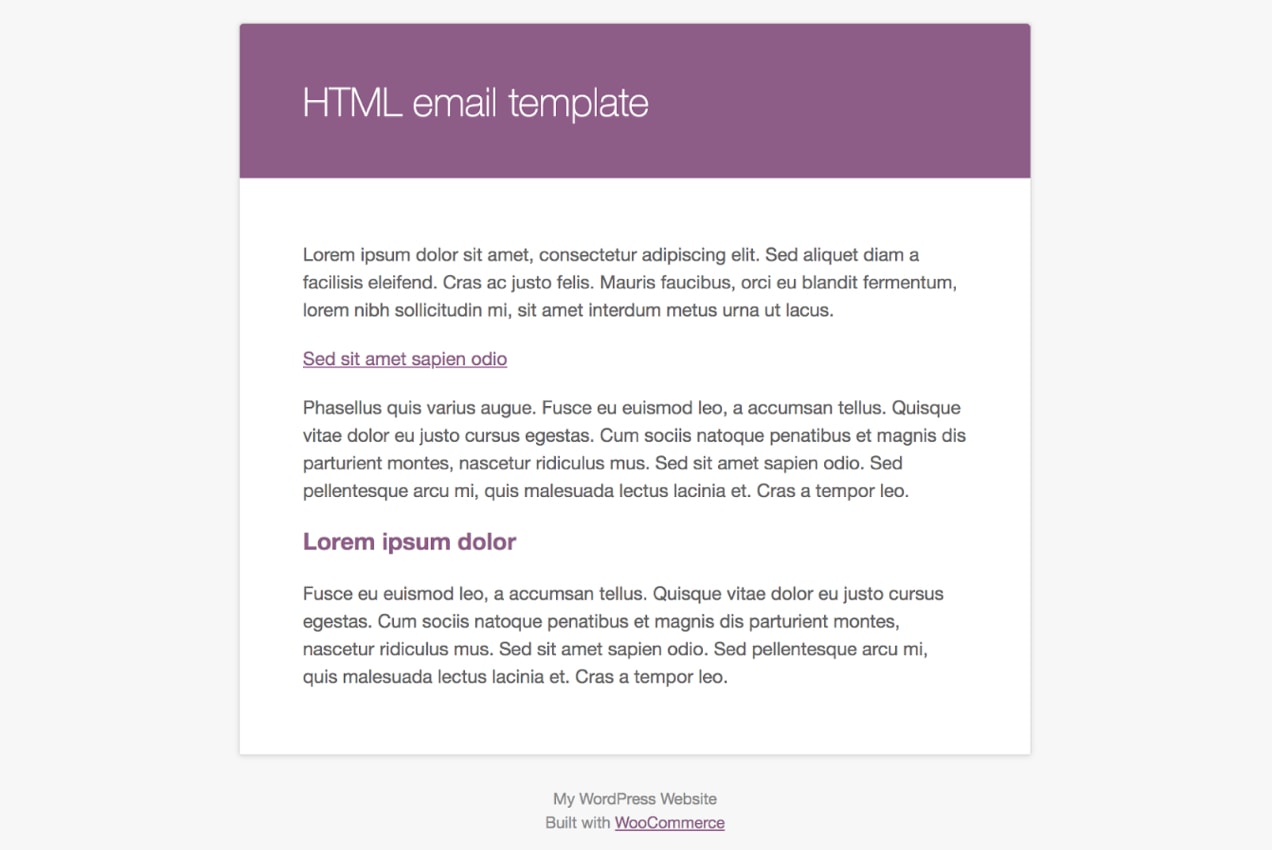 default WooCommerce HTML email template