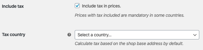 Tax location for the prices of the product catalog