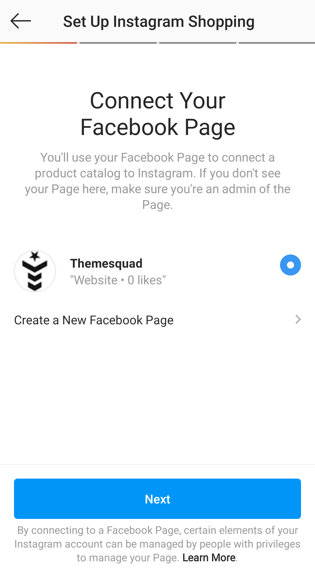 Connect Facebook Page to Instagram