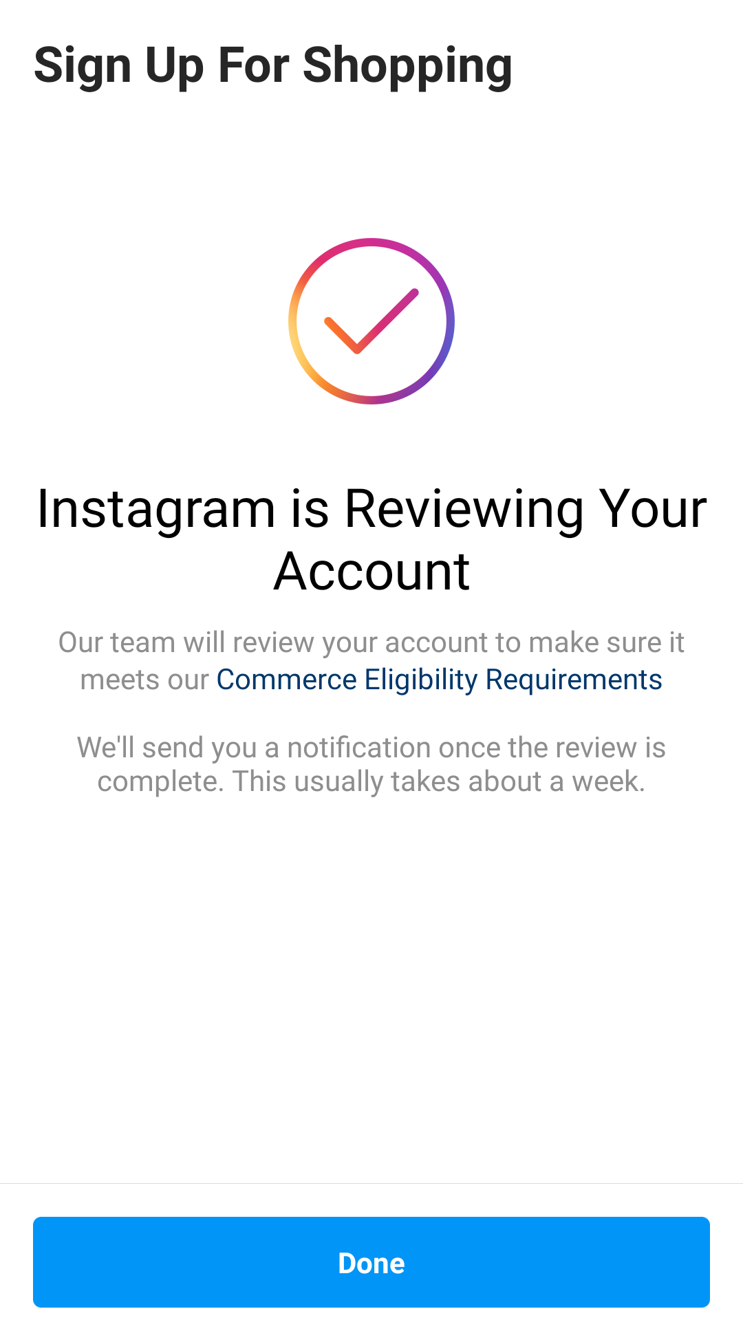 Instagram shopping pending review