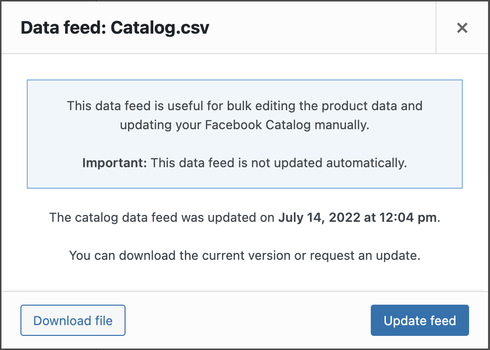 CSV data feed with the last time it was updated