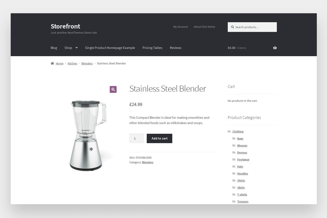 Storefront theme product page