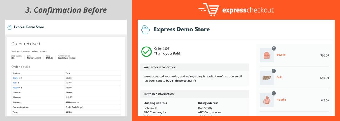 Página de Confirmación: Express Checkout for WooCommerce
