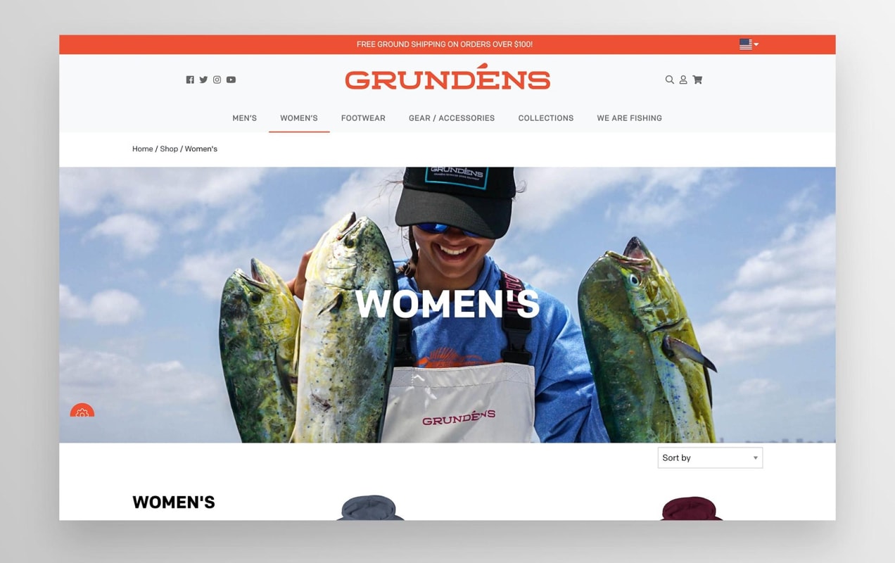 Grunden's category page on their website