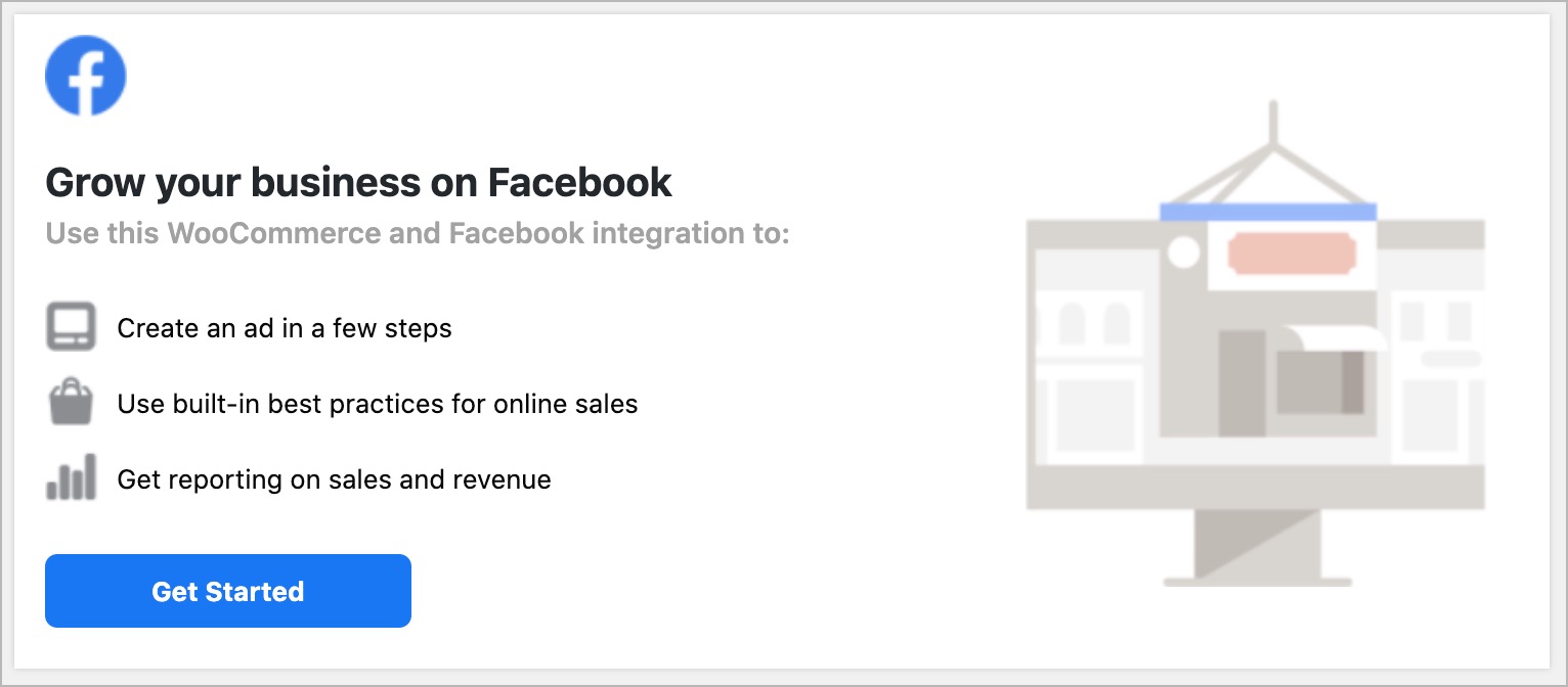 Facebook for WooCommerce welcome screen