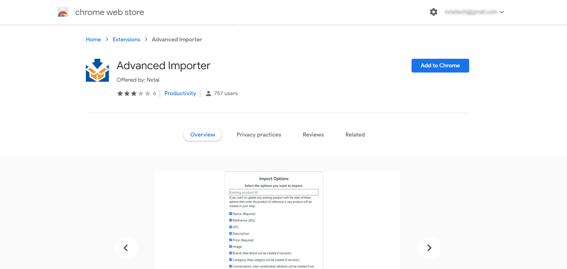 Tiện ích mở rộng Importer nâng cao cho Chrome