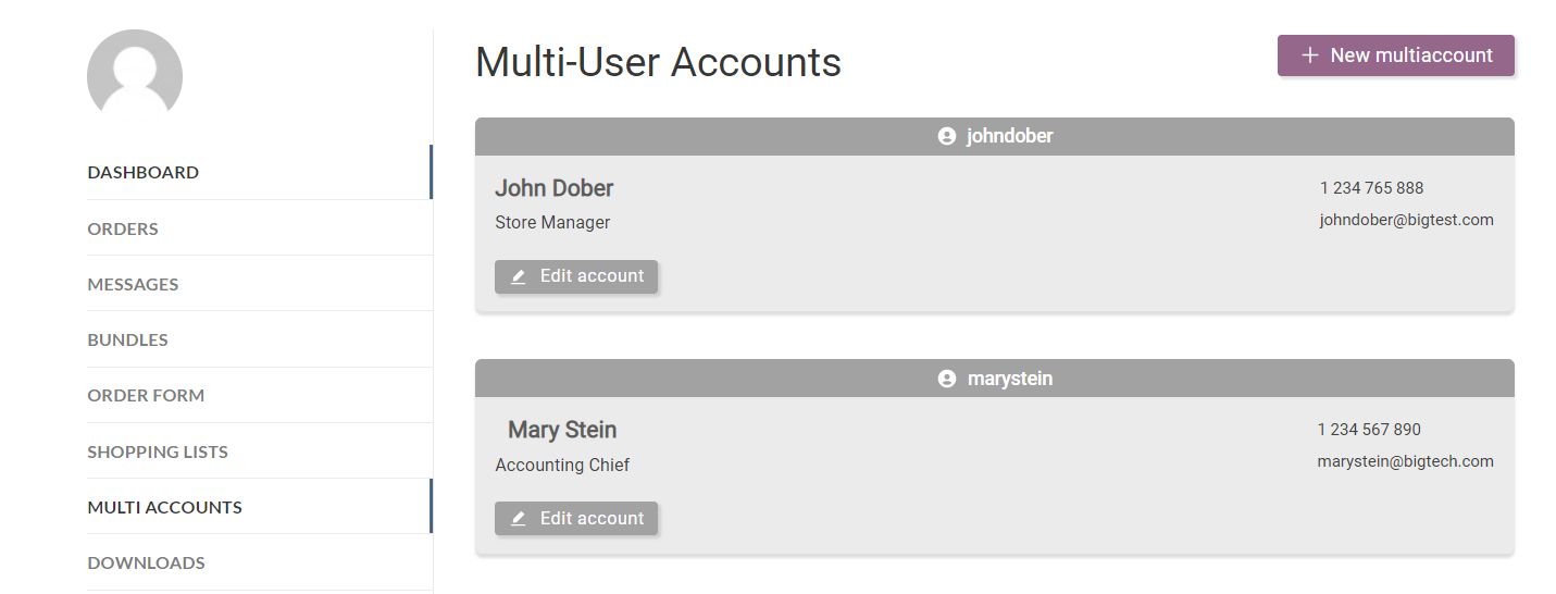 Multi User Accounts Panel