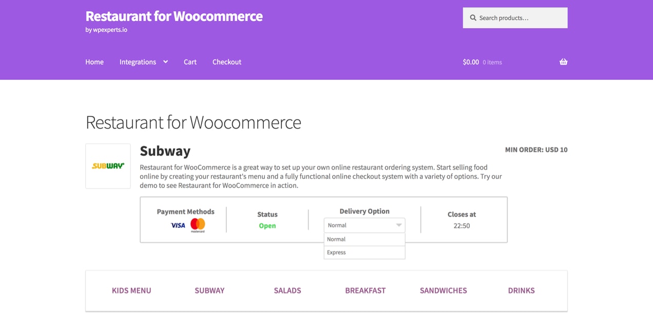 restaurant for WooCommerce delivery options