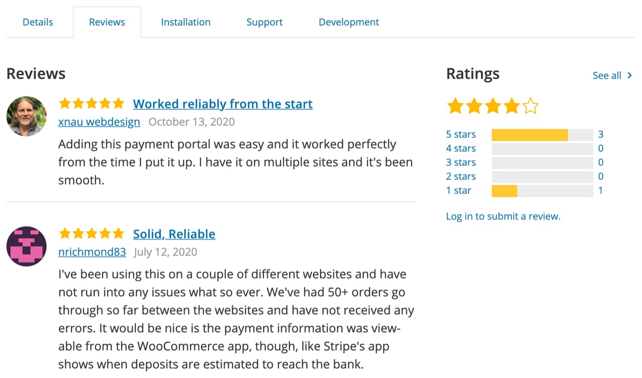reviews for WooCommerce Payments