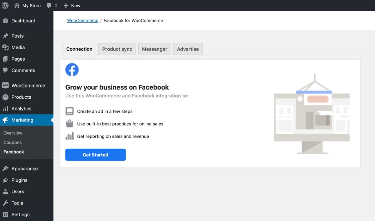 setting up the Facebook for WooCommerce extension