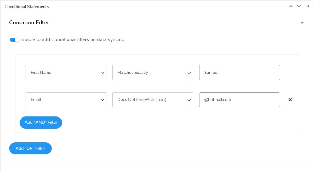 zoho conditional filters