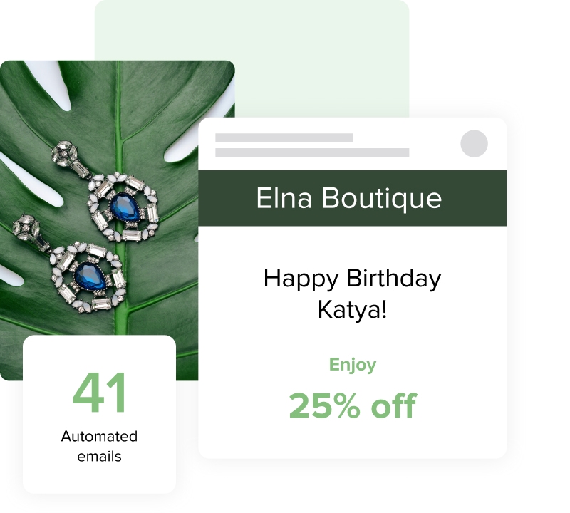Image depicting a birthday discount notification next to an image of earrings.