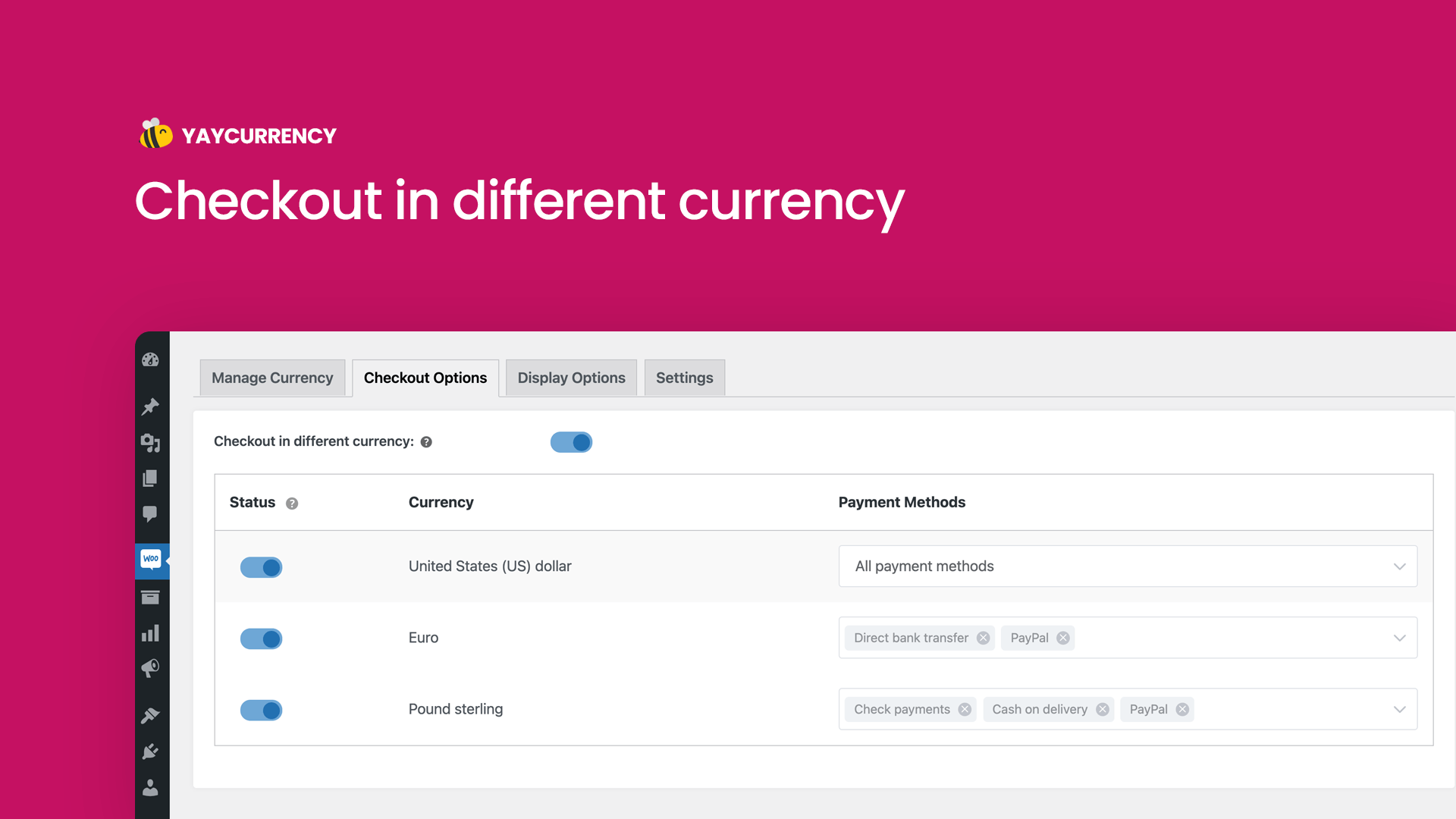 Allow checkout in local currency based on payment methods