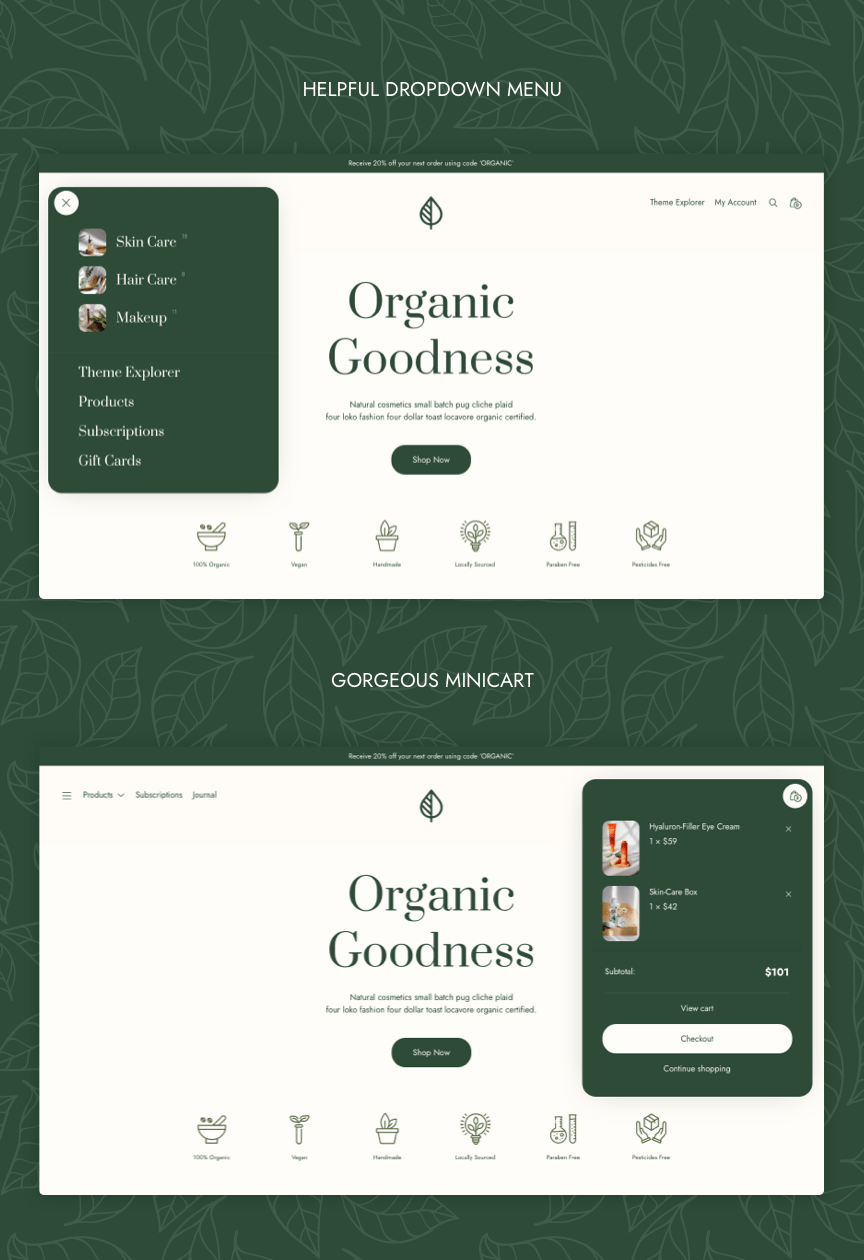 Organic Goodness Health and Beauty Theme - Header Elements