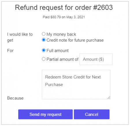 Issue store credit for a refund