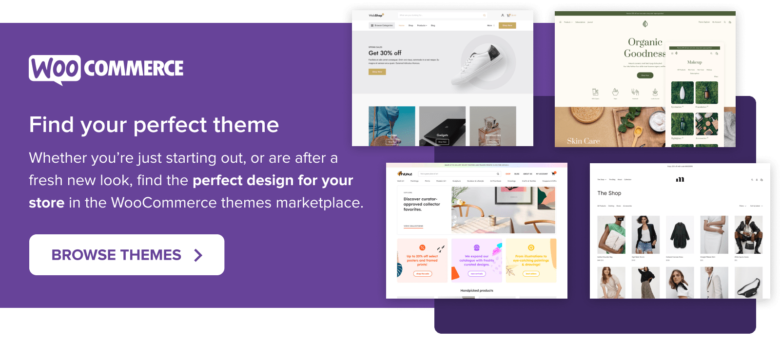 Find the perfect design for your store in the WooCommerce themes marketplace
