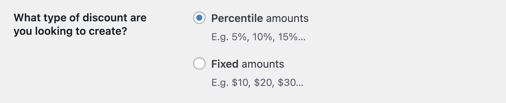 Setting for defining the progressive discount type