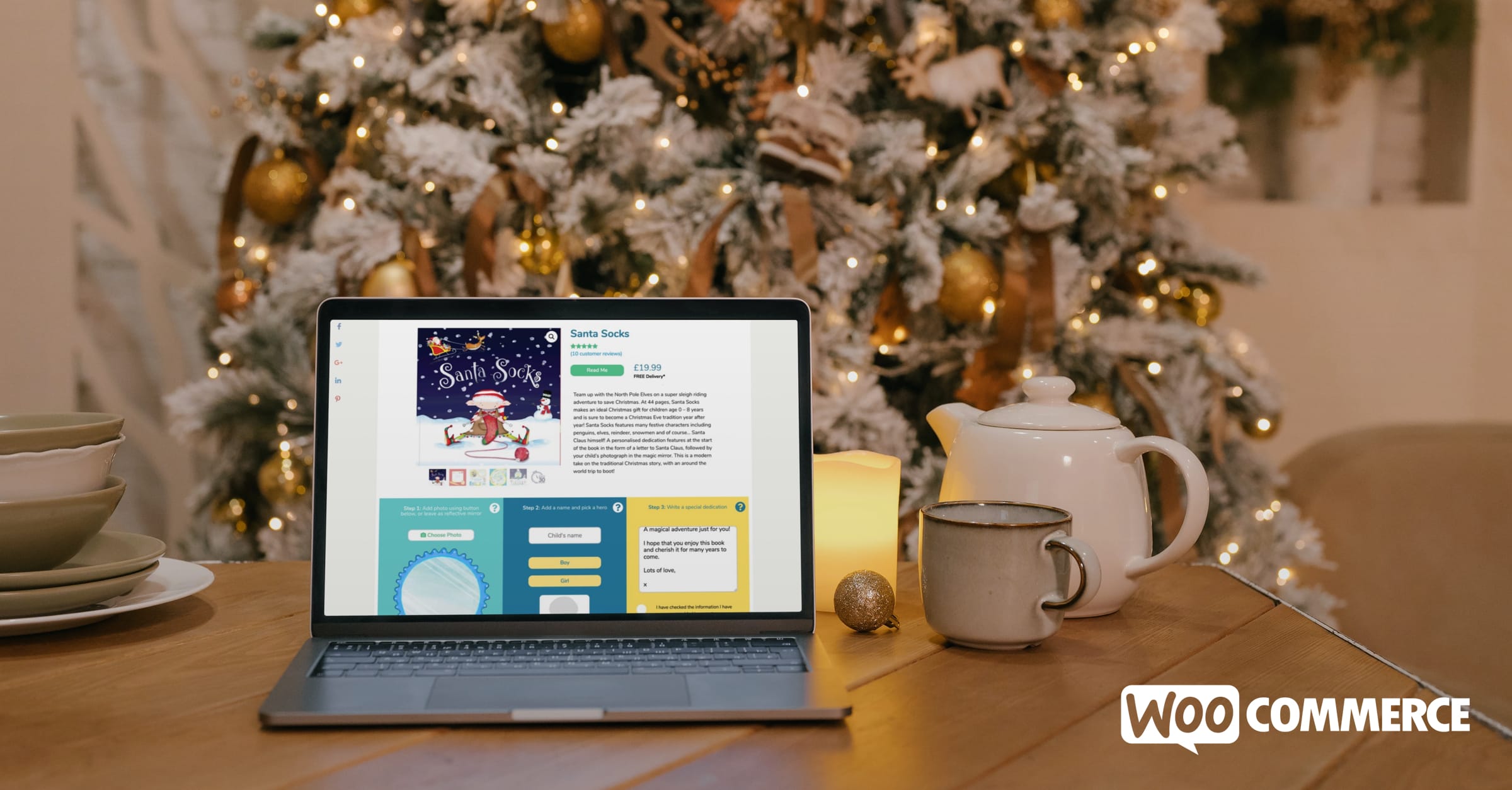 landing page a computer in front of a holiday scene