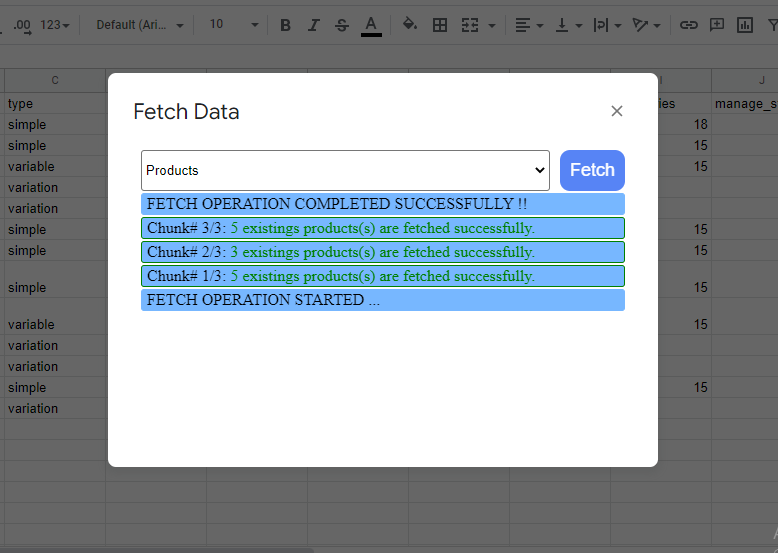 Bulk Product Edit with Google Sheet - Fetching Products