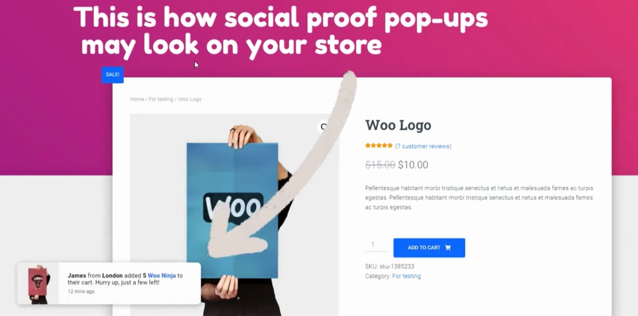 social proof example on a site