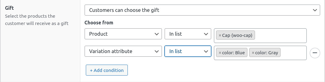 Select a Free Gift field for WooCommerce