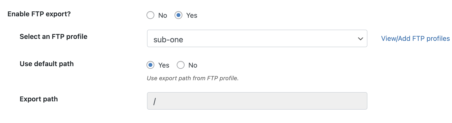 Enable FTP export option