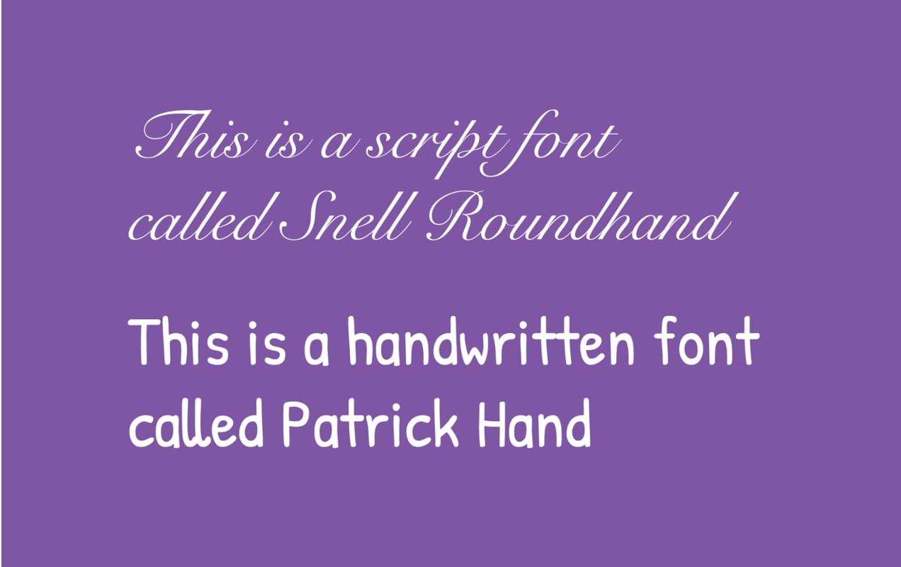 script font vs. handwritten font