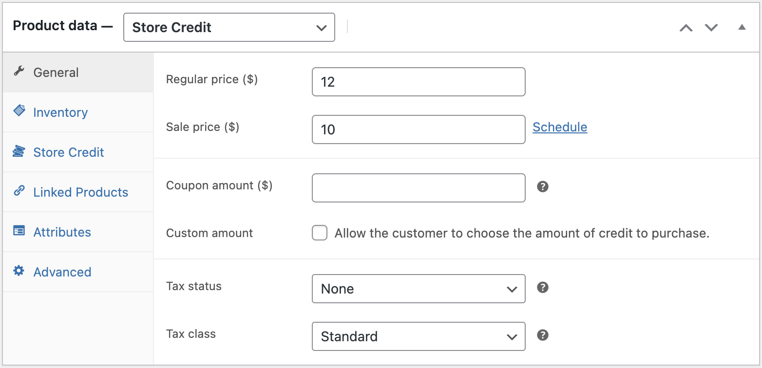 Pricing options of a Store Credit product
