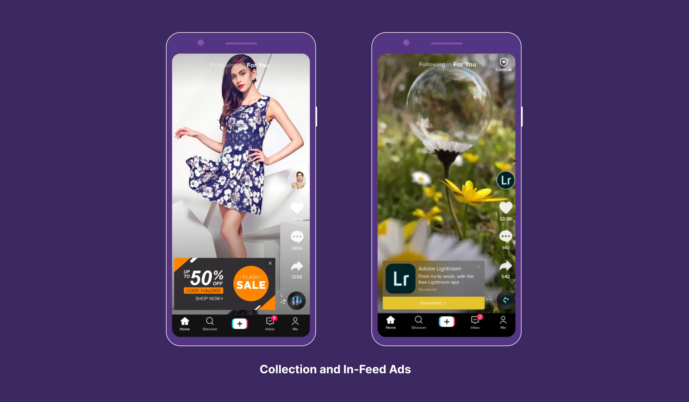 Collection and in-feed ads on TikTok