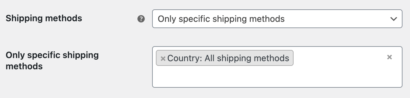 Shipping methods selector fields