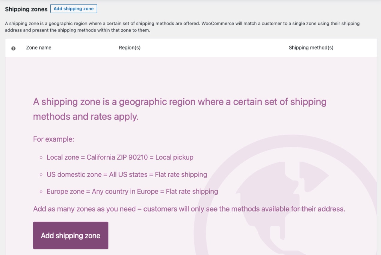 adding a shipping method in WooCommerce