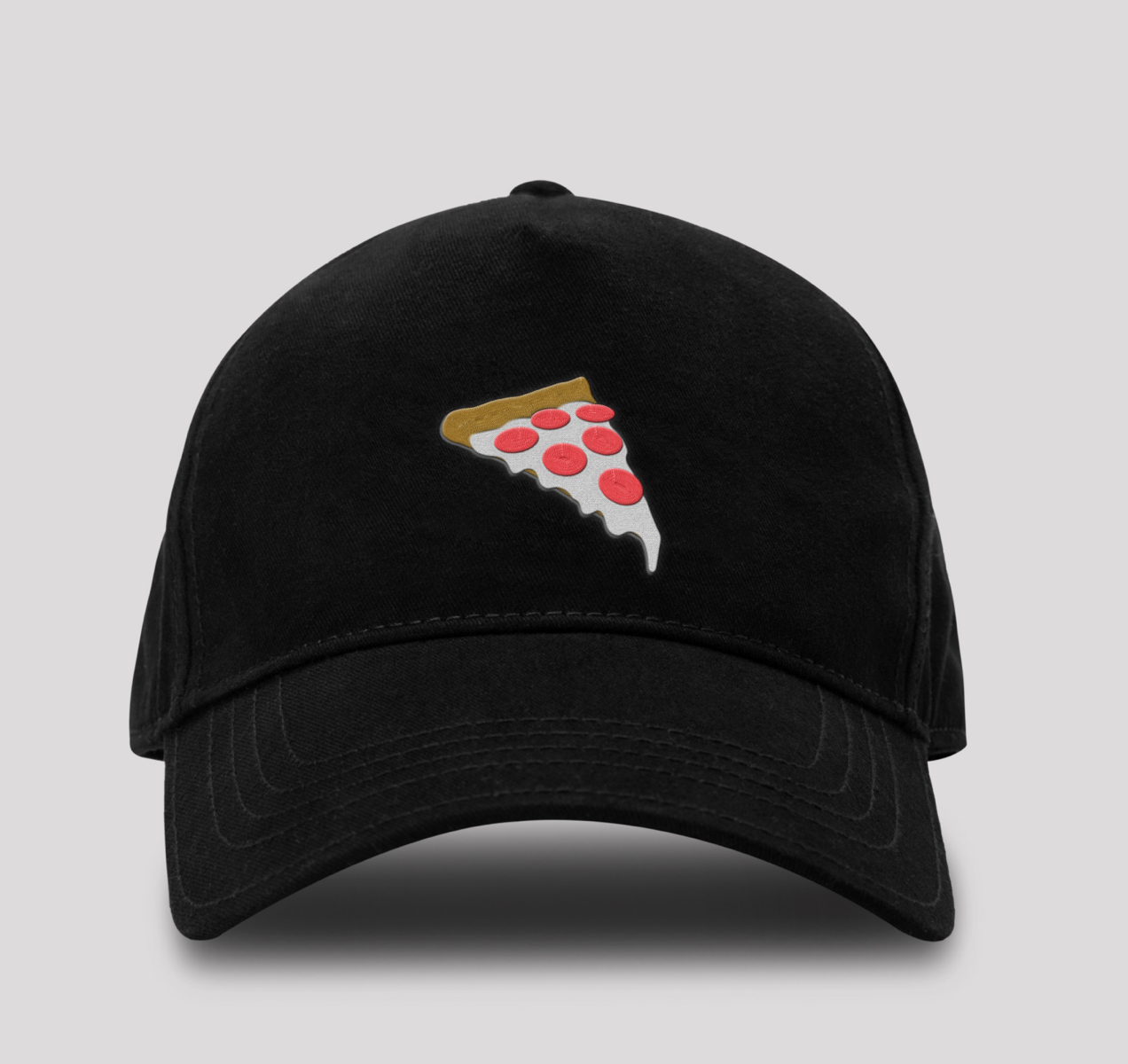 black hat with a pizza design