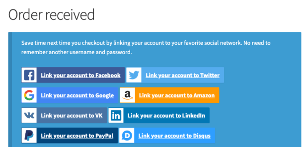 Social Login on the Order Received page