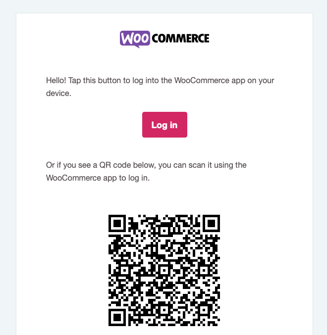 Login email sent from WooCommerce mobile app