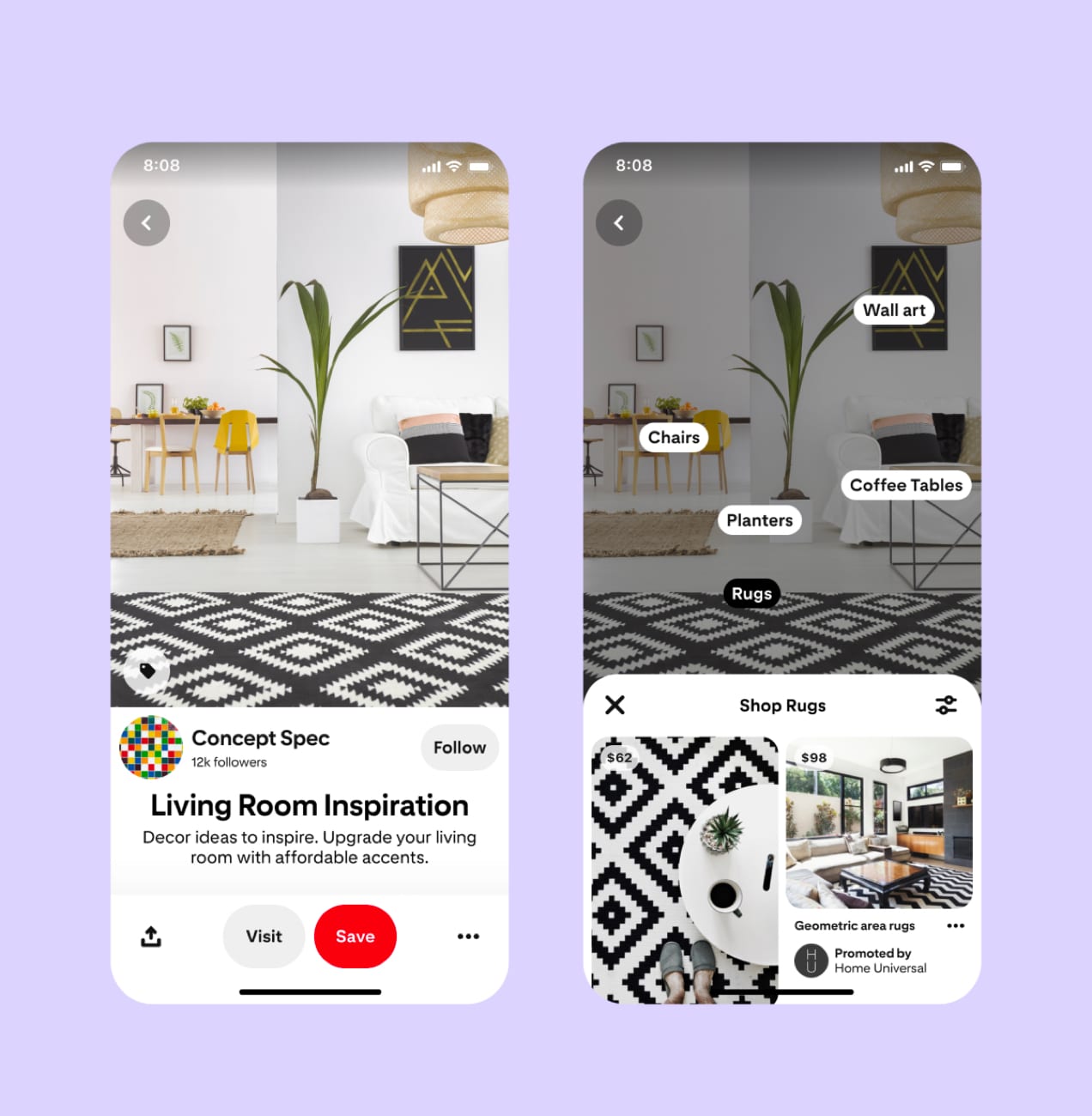Pinterest tagged products