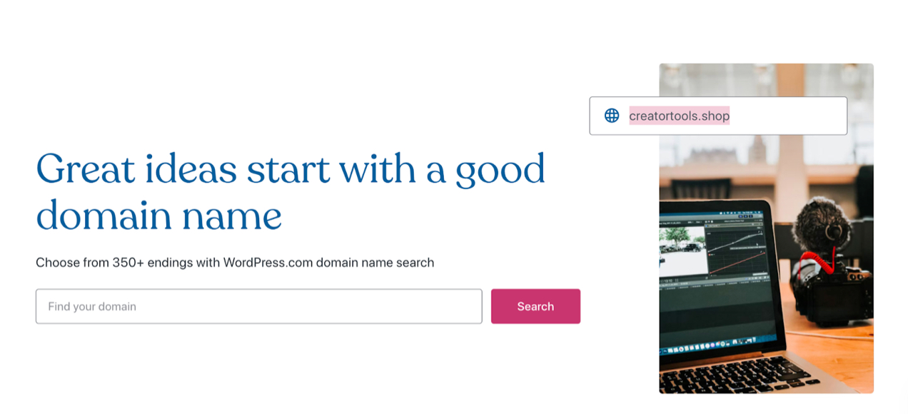 domain name search tool on WordPress.com