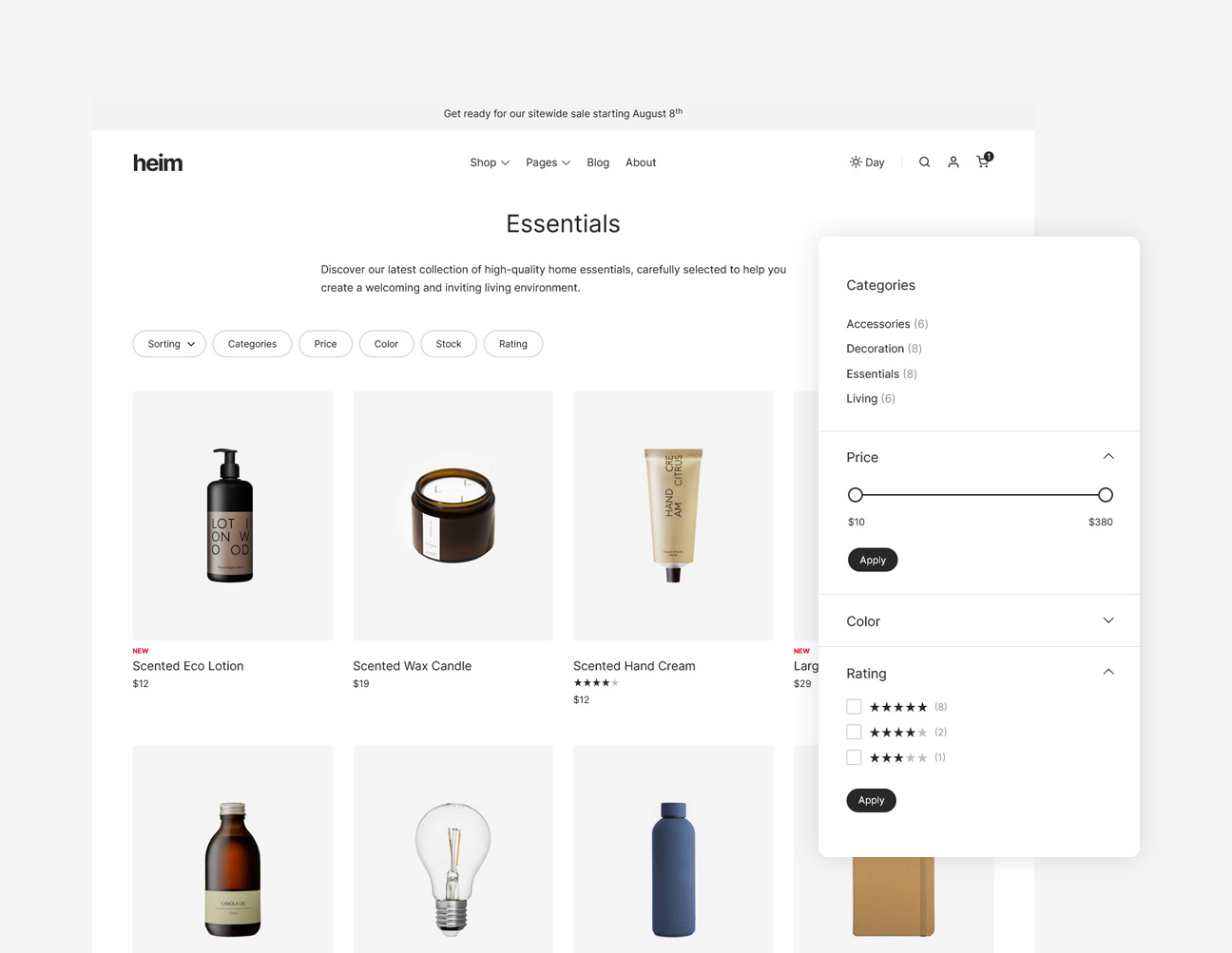 Heim Minimalist WooCommerce Theme - Shop Sidebar Toggle Filters