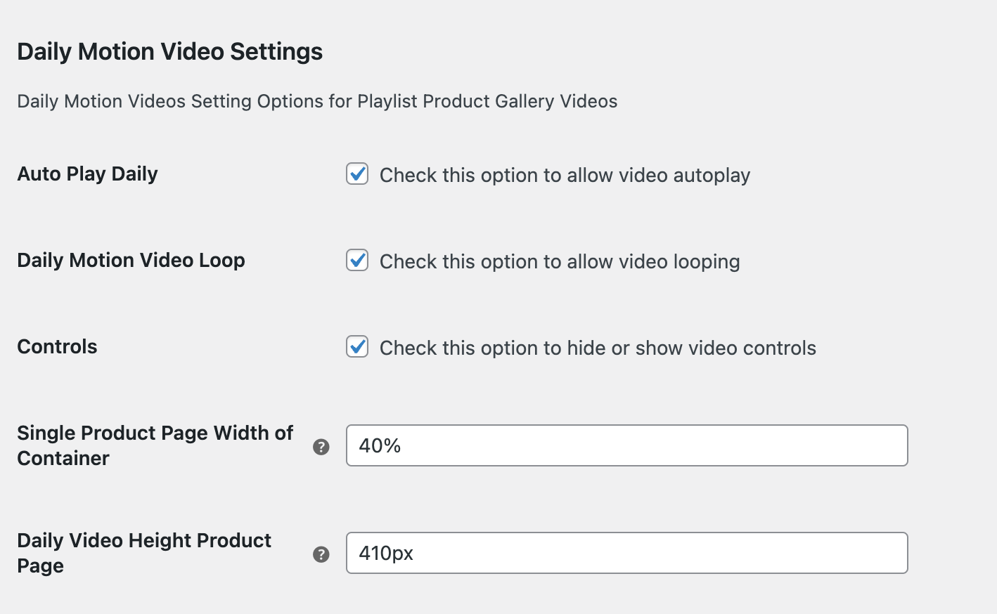 daily motion video settings