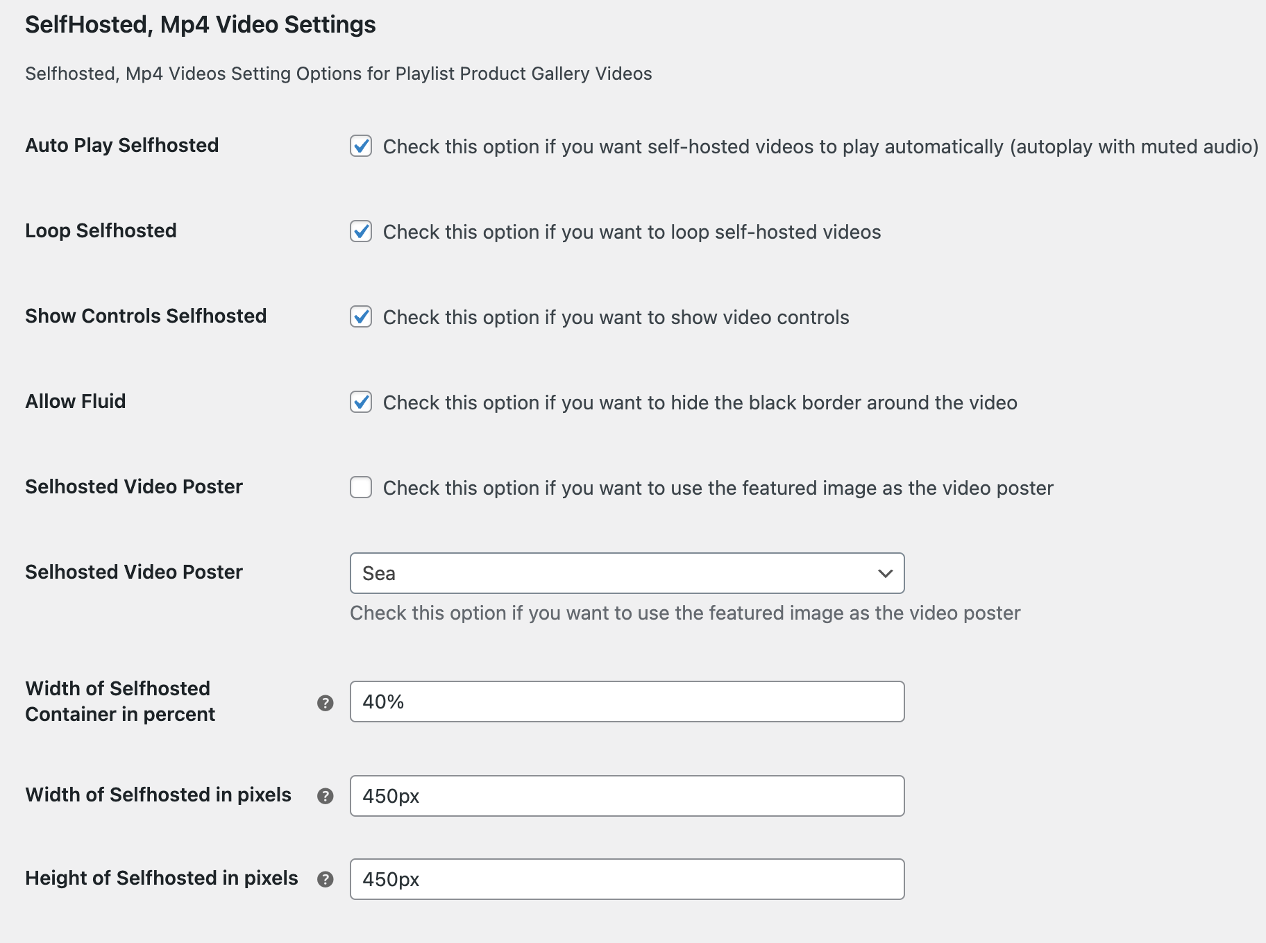 self hosted video settings