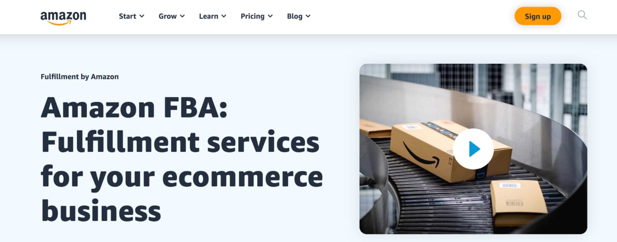 Amazon FBA landing page