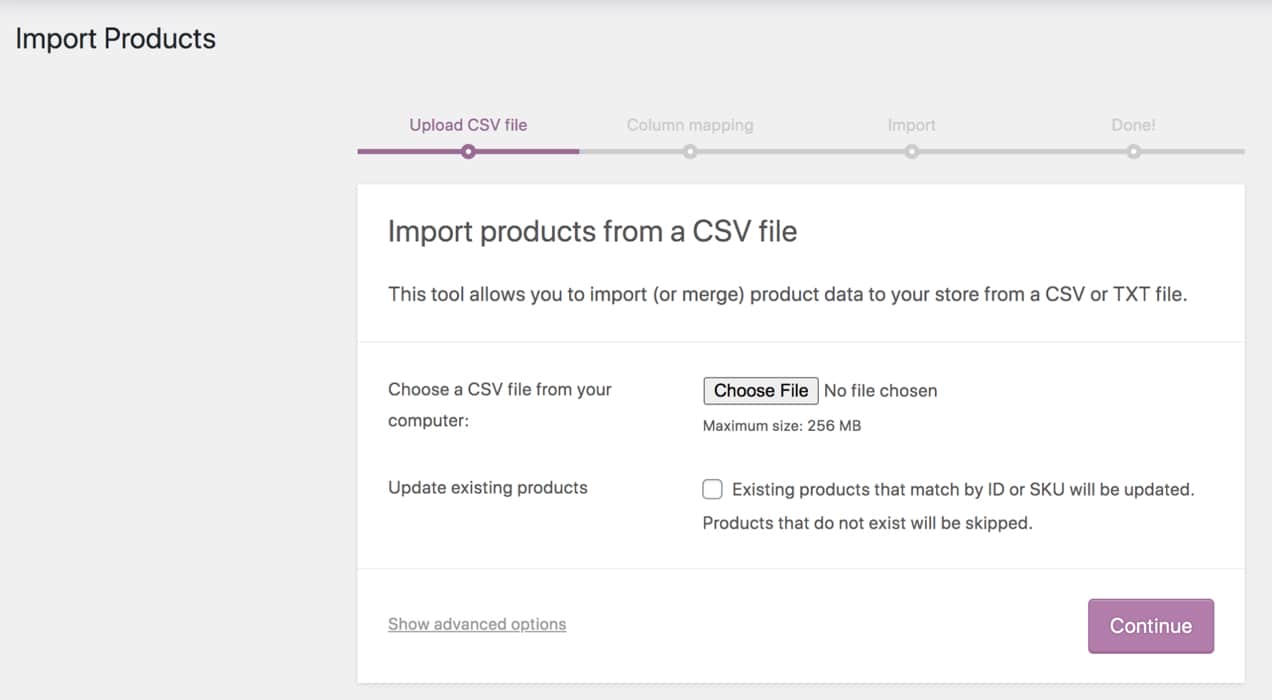 importing products into WooCommerce