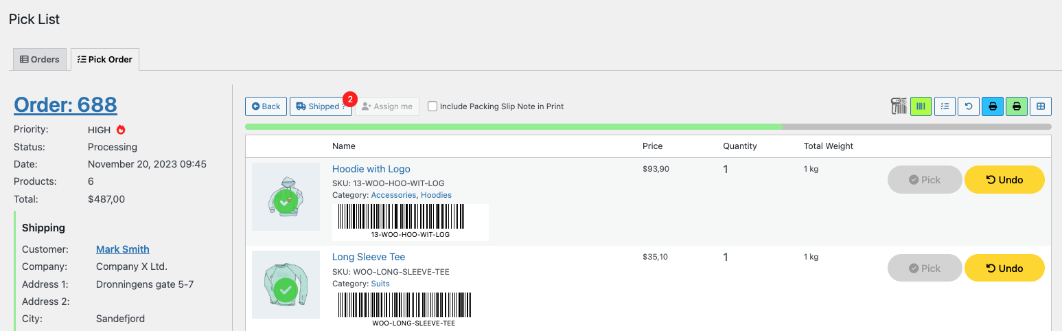 Pick List for WooCommerce - barcode scanning