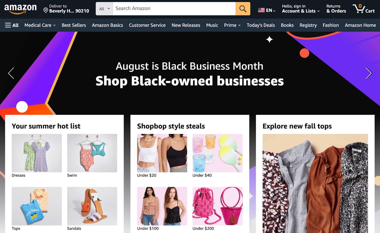 Amazon homepage
