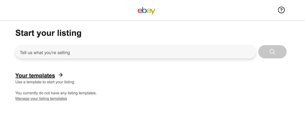 start your listing screen on eBay