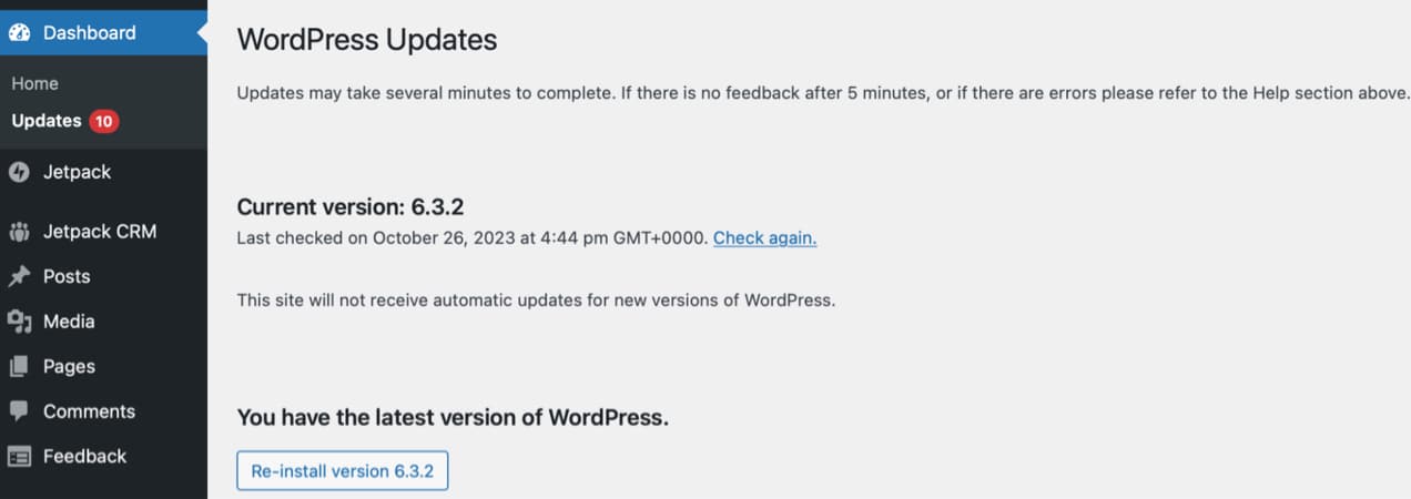 updating software in WordPress