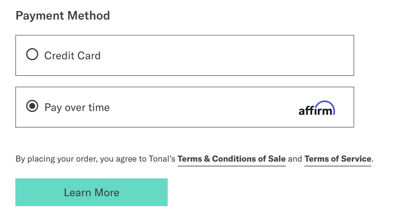 option to pay over time with Affirm